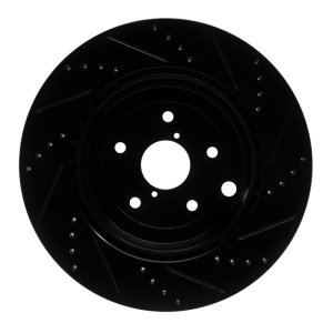 Subaru WRX Brake Rotor (1) - Rear Left - R1 Concepts - Drilled & Slotted - Black - `18-`25